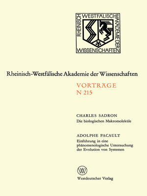 cover image of Die biologischen Makromoleküle. Einführung in eine phänomenologische Untersuchung der Evolution von Systemen